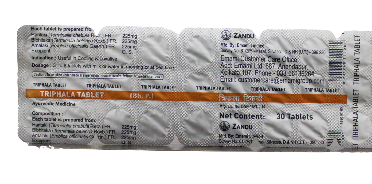 Shop Triphala tablets - 30Tablets at price 35.00 from Zandu Online - Ayush Care