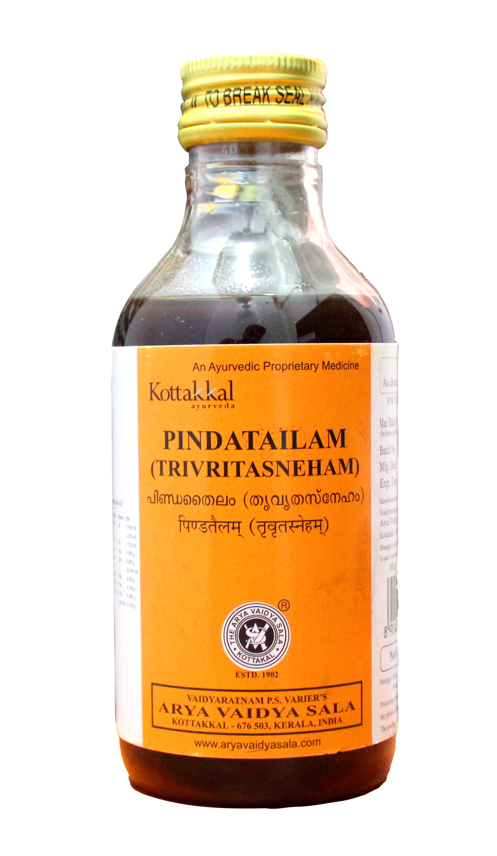 Shop Kottakkal Pinda thailam 200ml at price 145.00 from Kottakkal Online - Ayush Care