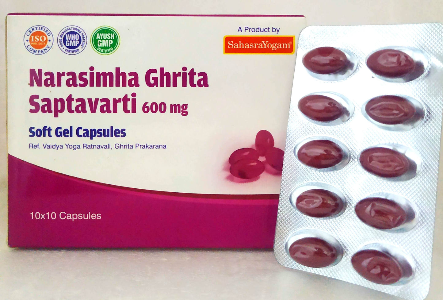 shop narasimha ghrita saptavriti capsules - 10capsules at price 80.00 from sahasrayogam online - ayush care